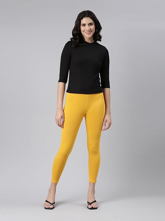 Image of Women Cotton Solid Belt Ankle Length Legging Four Way Lycra Leggings