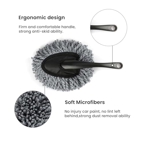 Image of Mini Microfiber Duster Interior, Multi-Purpose Duster Brush with Handle for Car Cleaning & Household
