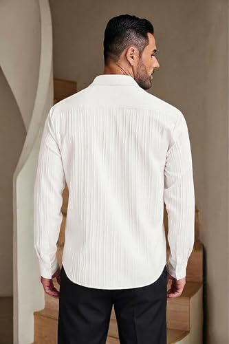 Image of Leriya Fashion Shirt for Man New |Textured Shirts for Men | Long Sleeve Button Down Shirt |Beach Holiday Trendy Evening & Vacation Outfit