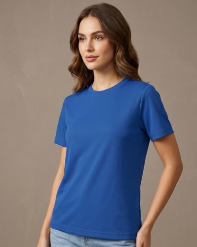 Image of NOBERO 100% Cotton T-Shirts for Women Stylish | Regular Fit | Solid T Shirts for Women 180 GSM Combed Cotton | Crew Neck Half Sleeve