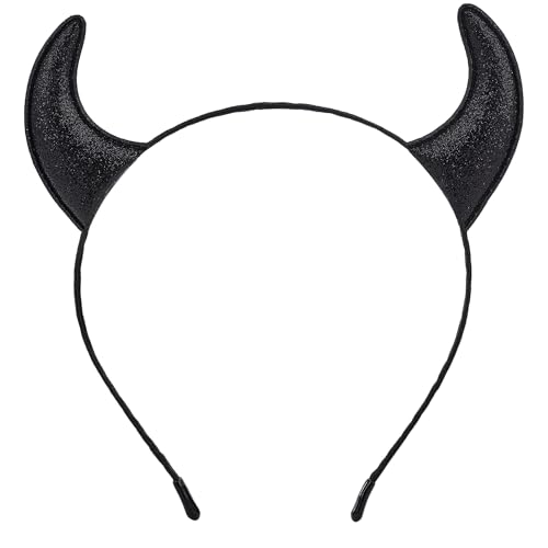 NINLEGA Devil Horns Headband Halloween Headband Black Devil Horns Costume for Women Men Fancy Dress Cosplay Hairband