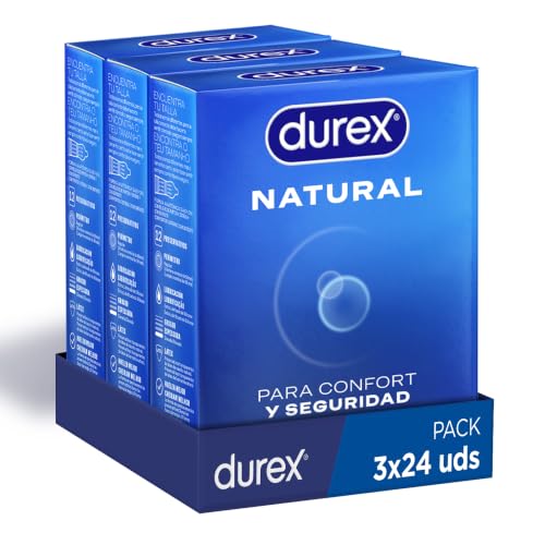 Durex Preservativos Natural, para Confort y Seguridad, 72 condones, 3x24 condones