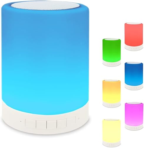 Lámpara de noche Zhoppy bocina Bluetooth portátil control táctil lámpara de mesa LED de colores reproductor de música ideal como regalo de cumpleaños