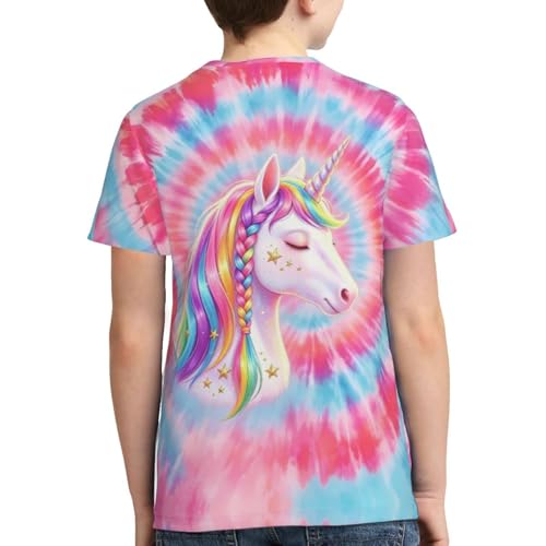 Image of Big Kids Tie Dye Shirt for Boys Girls Short Sleeve Hippie Tshirt Senior Tee
