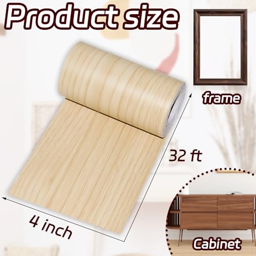 Image of 1 Roll 4 Inch X 32 ft Wood Grain Tape,Wood Contact Paper Self Adhesive Repair Patch for Furniture, Tables, Chairs, Windows, Floors, Home Decor, Handicraft DIY (Light Yellow)