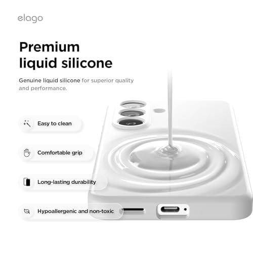 Image of elago Premium Magnetic Silicone Case for Galaxy S26 Plus White | Compatible with MagSafe Accessories, Protective Cover, Shockproof, Slim, Anti-Scratch Soft Microfiber Lining (White)