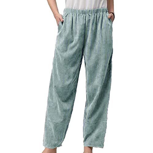Maiyifu-GJ Women's Casual Baggy Lounge Pants Solid Elastic Waist Summer Beach Trousers Lightweight Wide Leg Flowy Sweatpants (Light Green,5X-Large)