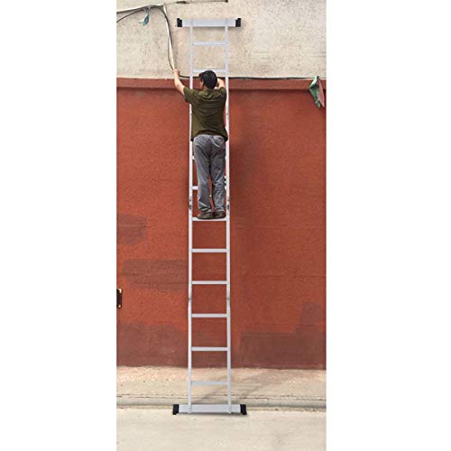 Giantex 12.5 Ft Multi Purpose Folding Step Ladder Platform Extendable Scaffold Ladder EN131 Aluminum 7 in 1 Extension Step Lightweight 330LB (12.5 Ft)