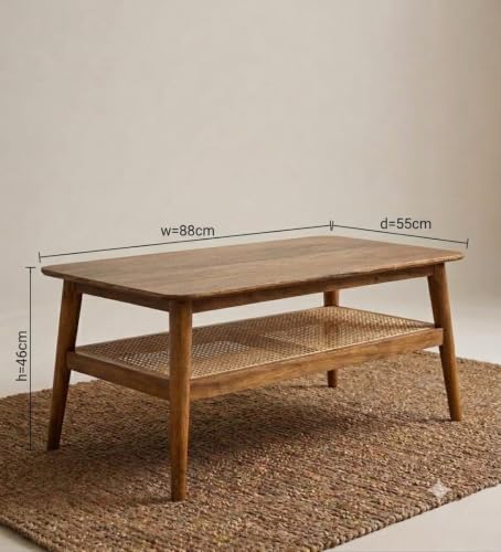 Image of Wooden Center Coffee Table with Storage | Solid Sheesham Wood Centre Table for Living Room, Drawing Room & Office | Tea Table (Brown)