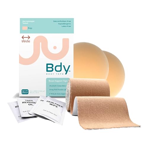 BDY Tape - Breast Lift Application and Removal Kit - for Boob Placement - Dermatologist Tested - Invisible Bra Alternative - (3 in.)
