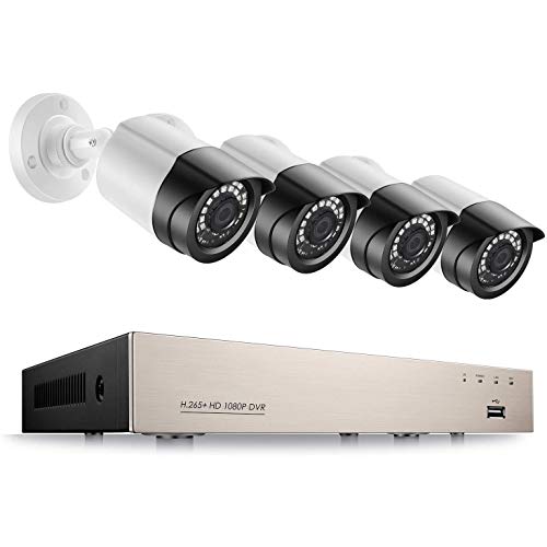 CCTV 1080P HD Video überwachungssystem 8CH H.265+ 1080P DVR Recorder Plus 4 Außen 2.0MP Überwachungskamera Set Onhe HDD, 20M IR Nachtsicht,