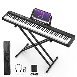 Best Digital Pianos with Bluetooth Connectivity 8 【Weighted Digital Piano】- The digital piano with 88 SEMI-Weighted Keys simulates the real touch of playing the piano. Half-weighted keys reduce the sense of strength than full-weighted keys, for more sensitive touch response to suit different playing...