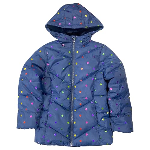 Girls Blue Polka Dot Ski Jacket Hooded Winter Puffer Coat X-Small (4-5)