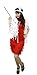 Da donna ilovefancydress COSTUME da rosso 58521,6 cm S da ballerina di Charleston + FEATHER BOA + testiera + CIGERETTE supporto + perline CHARLSTON vestito