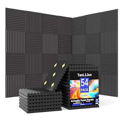 54 Pack Acoustic Wall Panels, 1"x12"x12" Sound Proof Foam Panels for Walls, High Density Noise Cancelling & Sound Dampening Panels for Studio, Home & Office, Black
