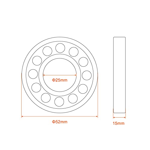 Uxcell A21122200UX0389 1205 Self-Aligning Ball Bearings 25Mm Bore 52Mm Od 15Mm Thickness Double Row Open Type Chrome Steel 2Pcs thumb #1