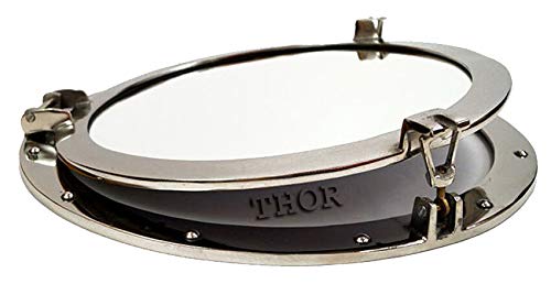 THOR INSTRUMENTS Silver Metal Porthole Nautical Wall Mirror Vintage Bathroom & Home Decor 24" Rustic Vintage Home Decor Gifts - Image 2