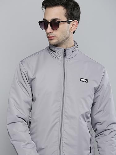 Image of The Indian Garage Co Men Slim Fit Solid Bomber Jackets