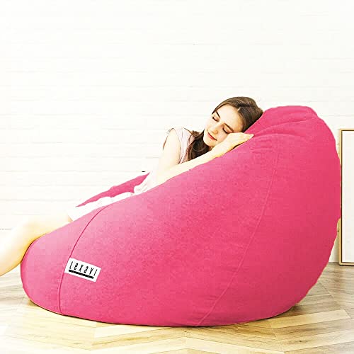 Image of LEXAVI Brand - Bean Bag with Footrest Filled with Beans, 4XL Large Jumbo Size in Faux Leather - (4XL, Pink)