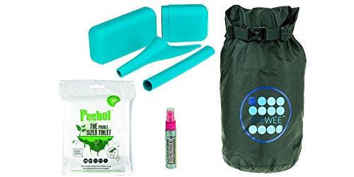 SHEWEE Out & About Pack - Reusable Pee Funnel – The Original Female Urination Device Since 1999! Quickly, Easily and Discreetly, Wee Standing Up Without Removing Clothing (Aqua)