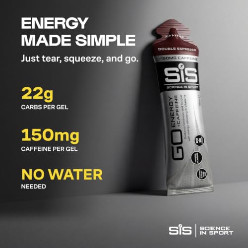 Image of Science in Sport GO Energy + Caffeine Energy Gel for Elite Athletes - 22g Carbohydrates & 75mg Caffeine - Isotonic Formula - Sports Nutrition - Double Espresso Flavor - 30 Count