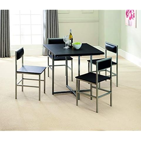Black and Silver Compact, Four Seater, Dining Set Cover