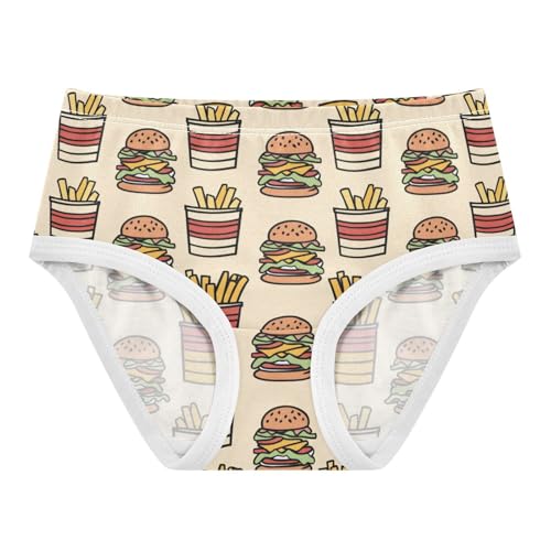 ZZKKO Burgers Fries Food Girls Underwear Toddler Panties for Girls Comfort Brief Size 2-8T