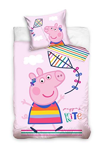 Juego de ropa de cama para bebé, 2 piezas, 100% algodón, tamaño: 100 x 135 cm, 40 x 60 cm, certificado Öko-Tex Standard 100, dragón Peppa Pig