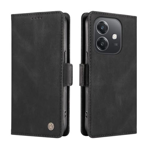 ILING Cover per OPPO A40 4G / OPPO A40M / OPPO A60 5G, Custodia a Premium Pelle PU Portafoglio Caso, Ultra Sottile Antiurto Flip Cover con Slot per Scheda/Supporto/RFID Blocking (Nero)