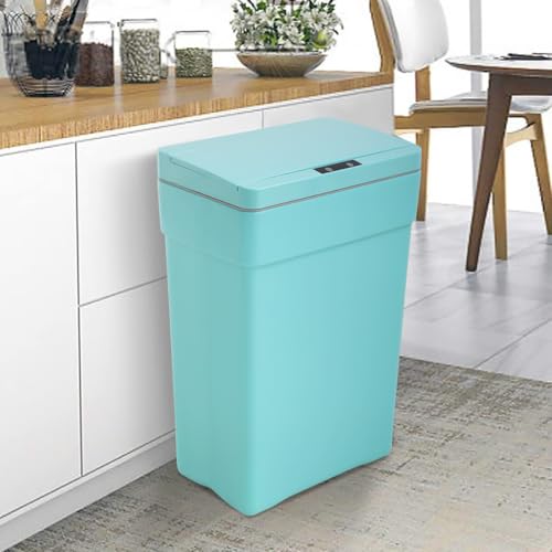 Caneca de basura rectangular de 50 litros con tapa automática azul