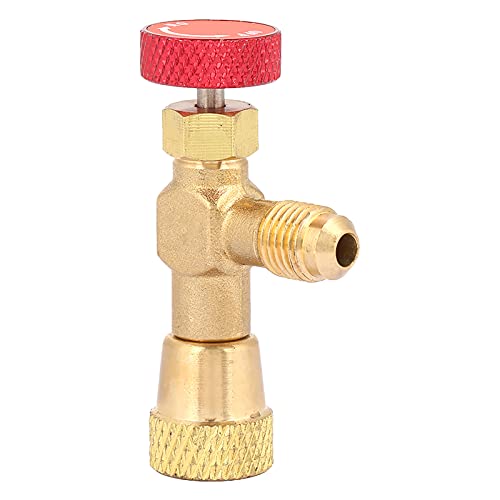 Image of R410A Refrigerant Charging Valve 1 /4 inch Male to 5 /16 inch Female Brass HVAC Control Valve with Safety Adapter for AC Manifold Gauge Charging Hose Air Conditioner Maintenance Tool