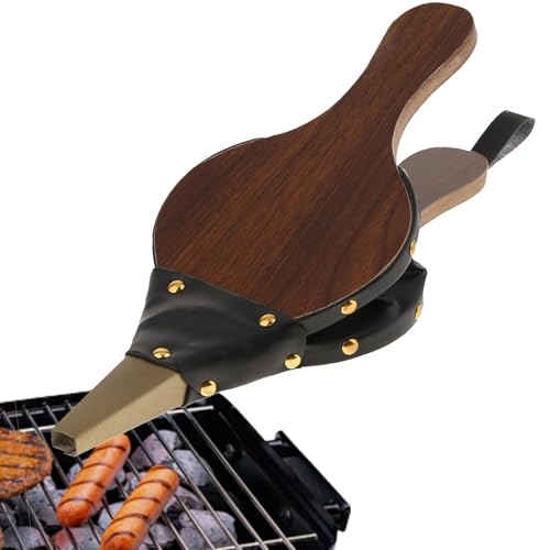 Fireplace Bellows - 38cm Wood Air Blower, Cast Nozzle Bellows, Vintage Solid Woods Panel Hand Bellow Pump | Manual Fire Starter Tool for Indoor Wood Burner Stove Outdoor Camping BBQ Grill Fire Pit