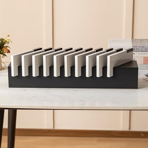 HXFAAFXH Metal Porcelain Tile Display Rack for Trade Show & Retail Stores,Floor Tile Display Stand, Building Material Display Shelf with 10 Card Slots,Floor Sample Holder for Exhibition Halls(Black)