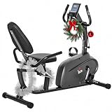 HOMCOM Fitness Recumbent Bike Magnetic Resistance Exercise Bike Stationary Cycling Bike, Pad Holder with LCD Monitor, Indoor Cardio Workout, Black