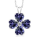 [Gem Stone King] 2.32カラット 天然 アイオライト クローバー ネックレス レディース シルバー925 3月 誕生石 誕生日プレゼント