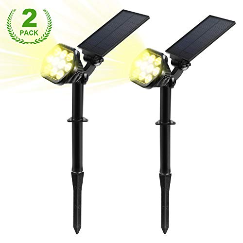 Ranipobo - Foco solar para exteriores (2 ledes, impermeable, luz blanca)