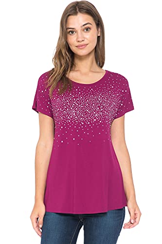 Plus U Studded Short Sleeve Swing Top (2X Black Studded) #TOP3