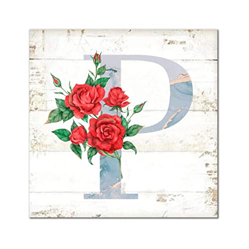Lettre P en bois bleu monogramme rustique 30 cm de décoration murale