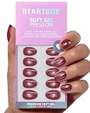 Picture of BTArtbox Press On Nails Oval, Our Secret, Extra Short, Red Cat Eye, 32Ct