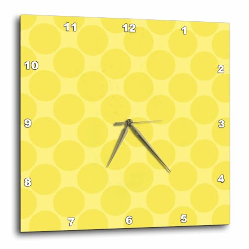 3dRose Wall Clock Silent - 13 inch - Cute Oversized Dots in Yellow - Dots