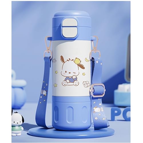 Image of Kids Premium Water Bottle with Straw & Spout | Stainless Steel Water Bottle & Leak-Proof Flip Lid | Portable & Durable Design for School & Travel (480ml) (Violet-Blue)