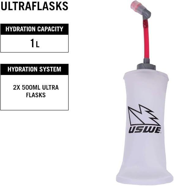 USWE Pace - Running Vest Hydration Pack with 2 x 500ml UltraFlask, Backpack for Men and Women