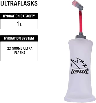 USWE Pace - Running Vest Hydration Pack with 2 x 500ml UltraFlask, Backpack for Men and Women