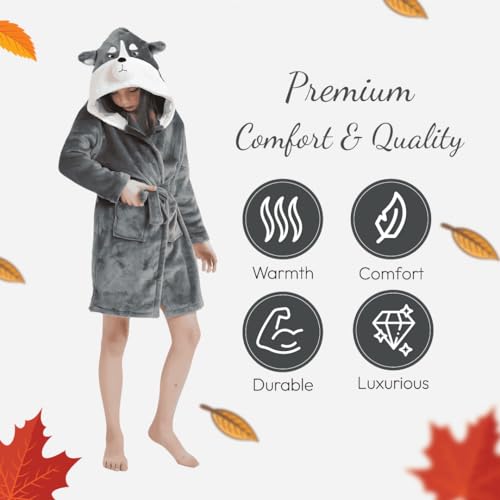 Animal Hooded Robe - Unisex Loungewear, Animal-Themed Bathrobe for Kids, Boys & Girls, Christmas or Birthday Gift3