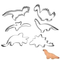 6PCS Dino Shaped Sandwich Cutters -Dinosaur Cookie Cutters Including T-Rex, Pterosauria & Triceratops, Made of Food Grade Stainless Steel
