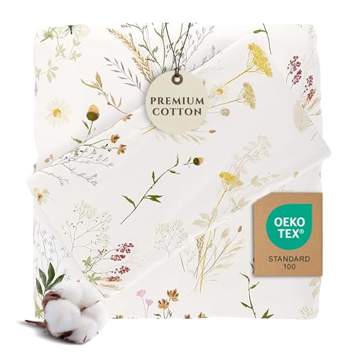 Image of Pobibaby Premium Twin Full Sheets Sets, Kids Double Bed Sheets in Cotton Blend | Ultra-Soft Woodland Camping Print with Fitted Sheet, Flat Sheet & Pillowcases (Twin Wildflower)