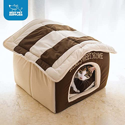 Best Pet Supplies Portable Indoor Pet House – Perfect for Cats & Small Dogs, Easy To Assemble – Cream - Image 6