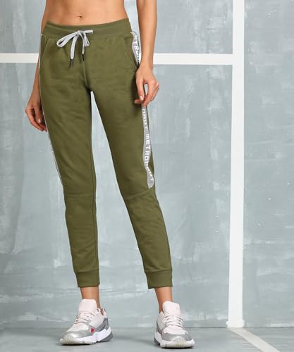 Image of Alan Jones Clothing Women's High Rise Solid Slim Fit Joggers Track Pant
