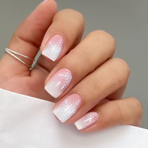 JMEOWIO Gel Nail Stickers Christmas Gradient Semi Cured Gel Nail Strips Wraps UV/LED Nails Art Design Decoration Accessories