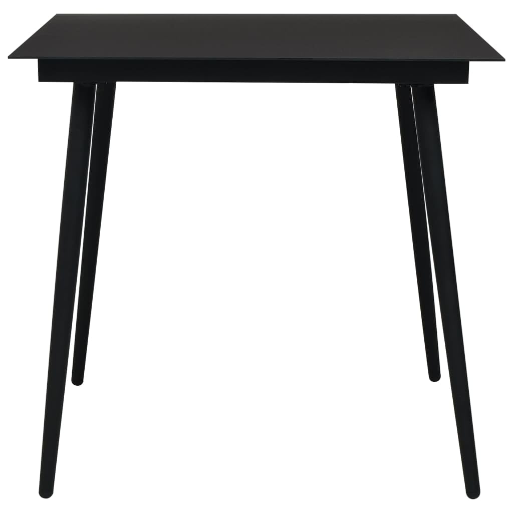 Mobiliario - Juego de comedor de 3 piezas para exteriores, ratán de PVC, color negro